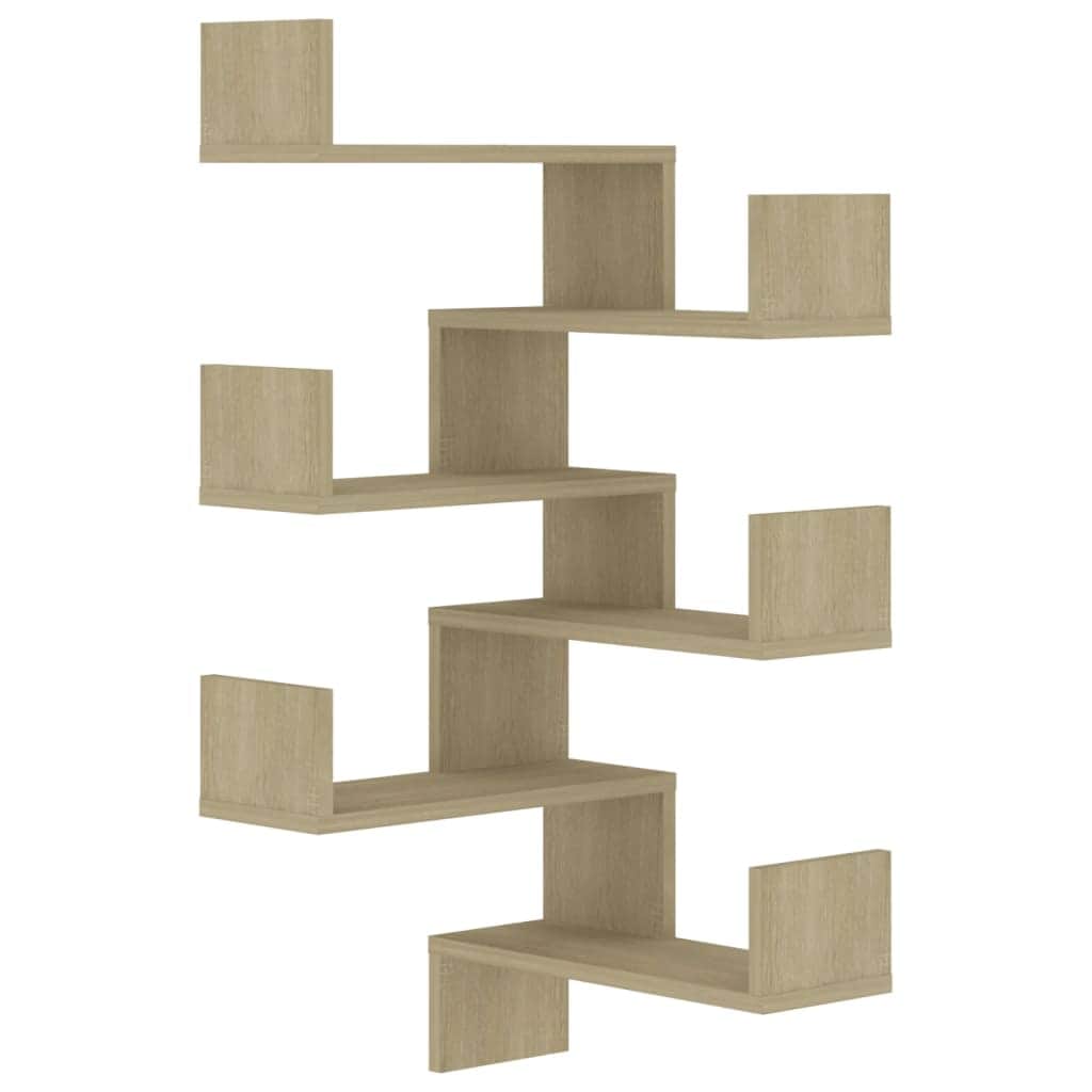 Wall Corner Shelves 2 pcs Black Engineered Wood | Wall Shelves & Ledges