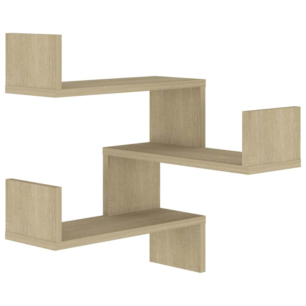 Wall Corner Shelves 2 pcs Black Engineered Wood, Wall Shelves & Ledges