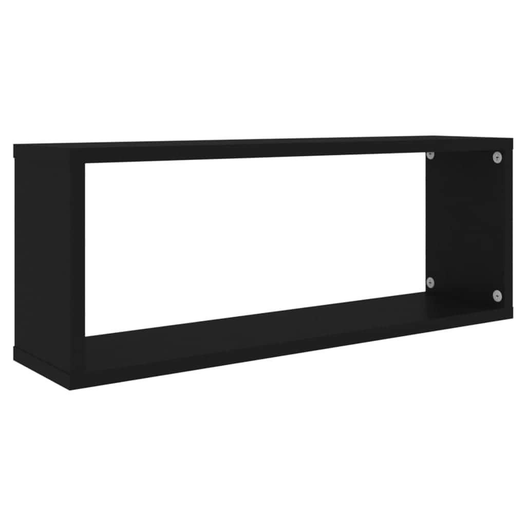 Wall Cube Shelves 2 pcs Black Engineered Wood