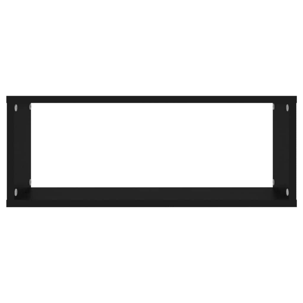 Wall Cube Shelves 2 pcs Black Engineered Wood