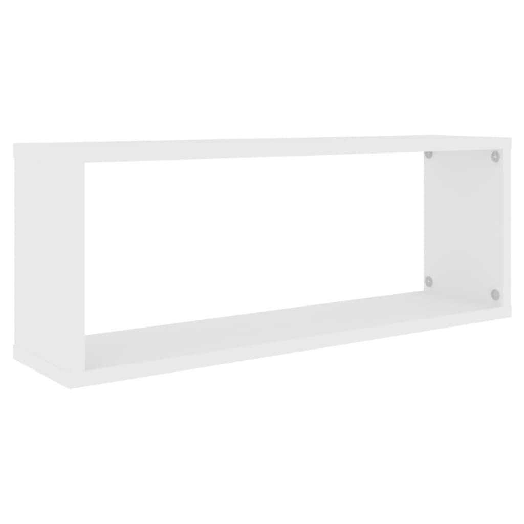 Wall Cube Shelves 2 pcs White Engineered Wood