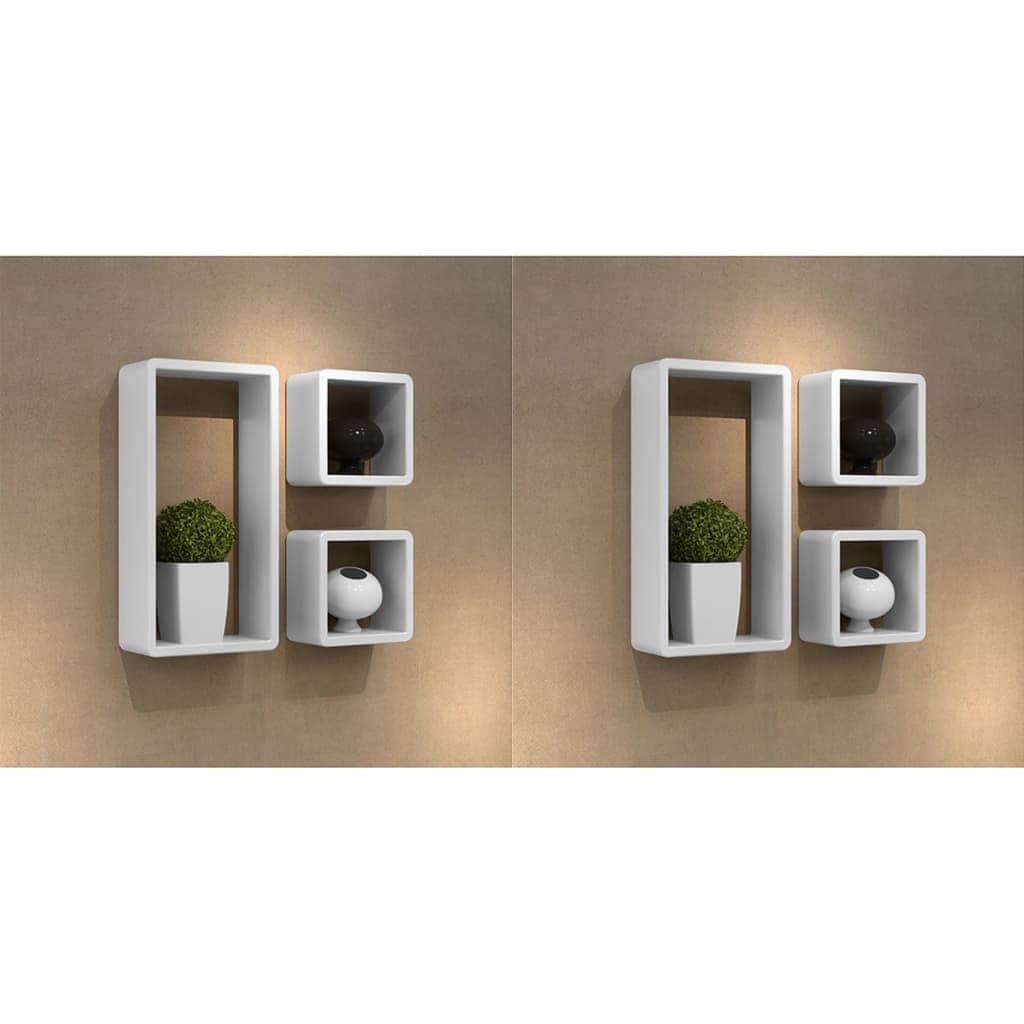 Wall Cube Shelves 6 pcs White