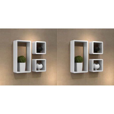 Wall Cube Shelves 6 pcs White
