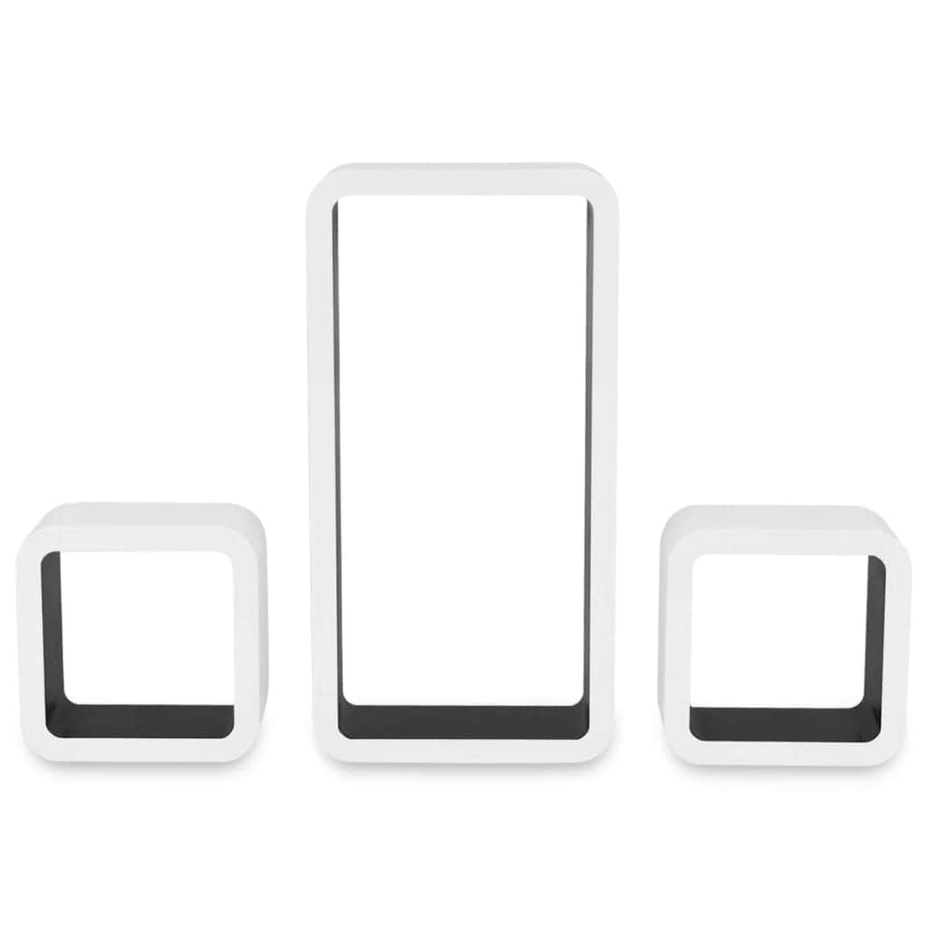 Wall Cube Shelves 6 pcs White and Black