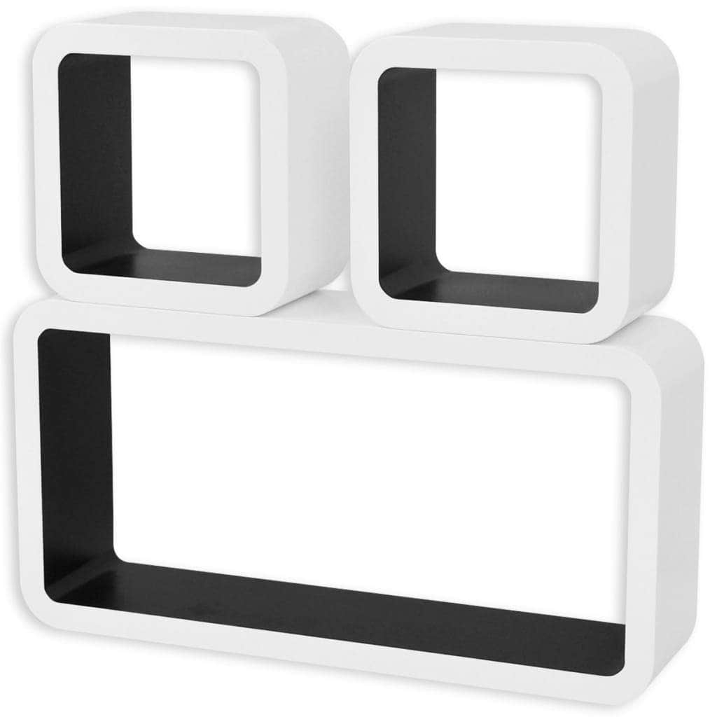 Wall Cube Shelves 6 pcs White and Black