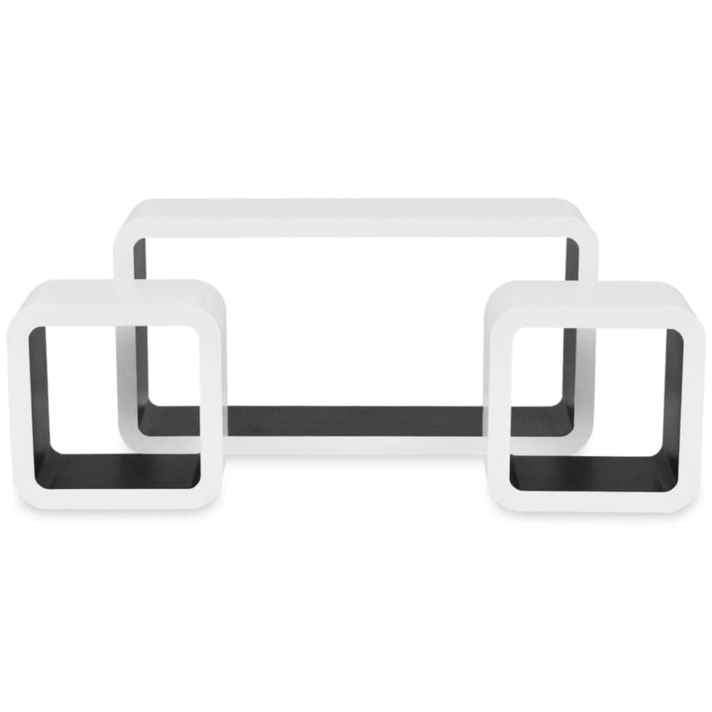 Wall Cube Shelves 6 pcs White and Black