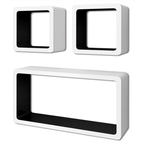Wall Cube Shelves 6 pcs White and Black