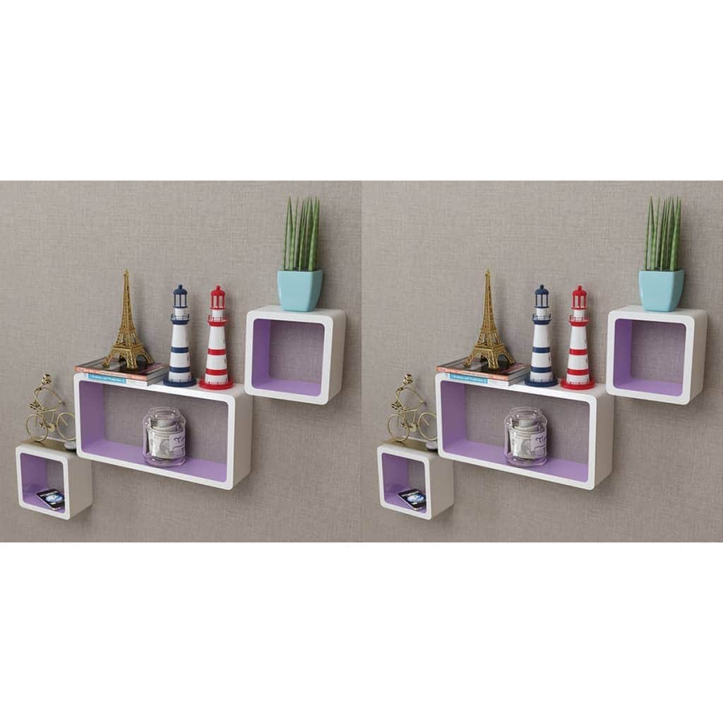 Wall Cube Shleves 6 pcs White and Purple