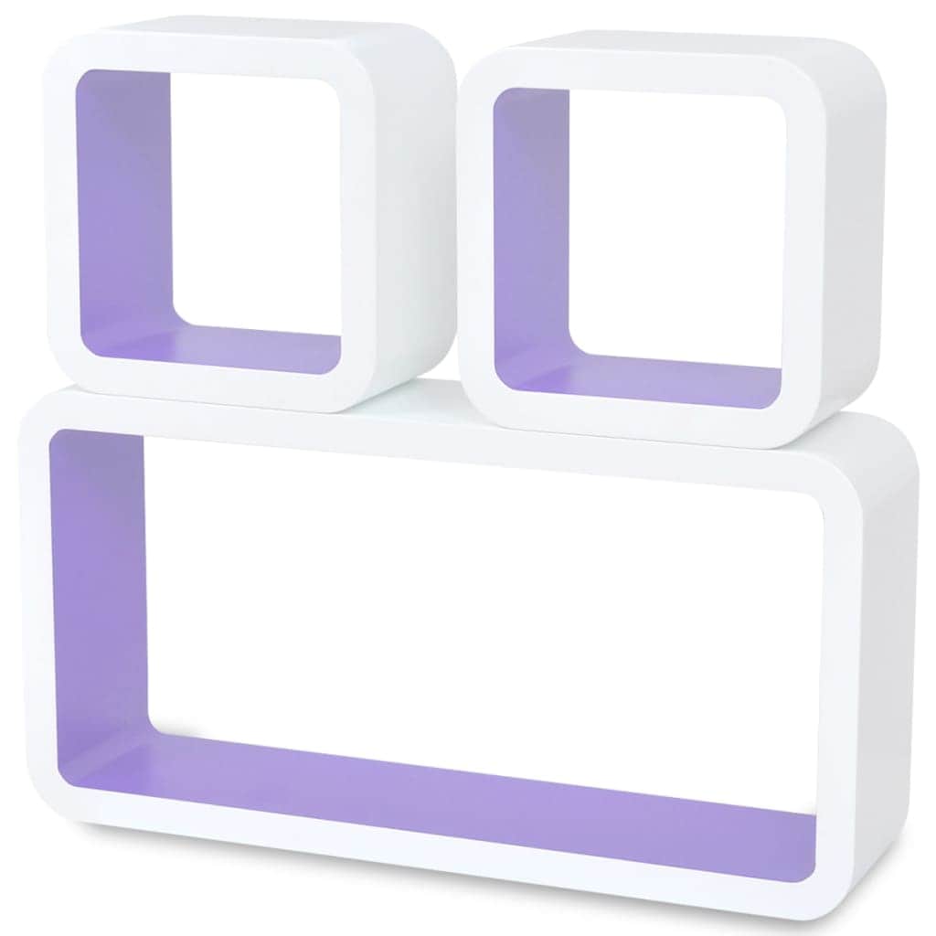 Wall Cube Shleves 6 pcs White and Purple