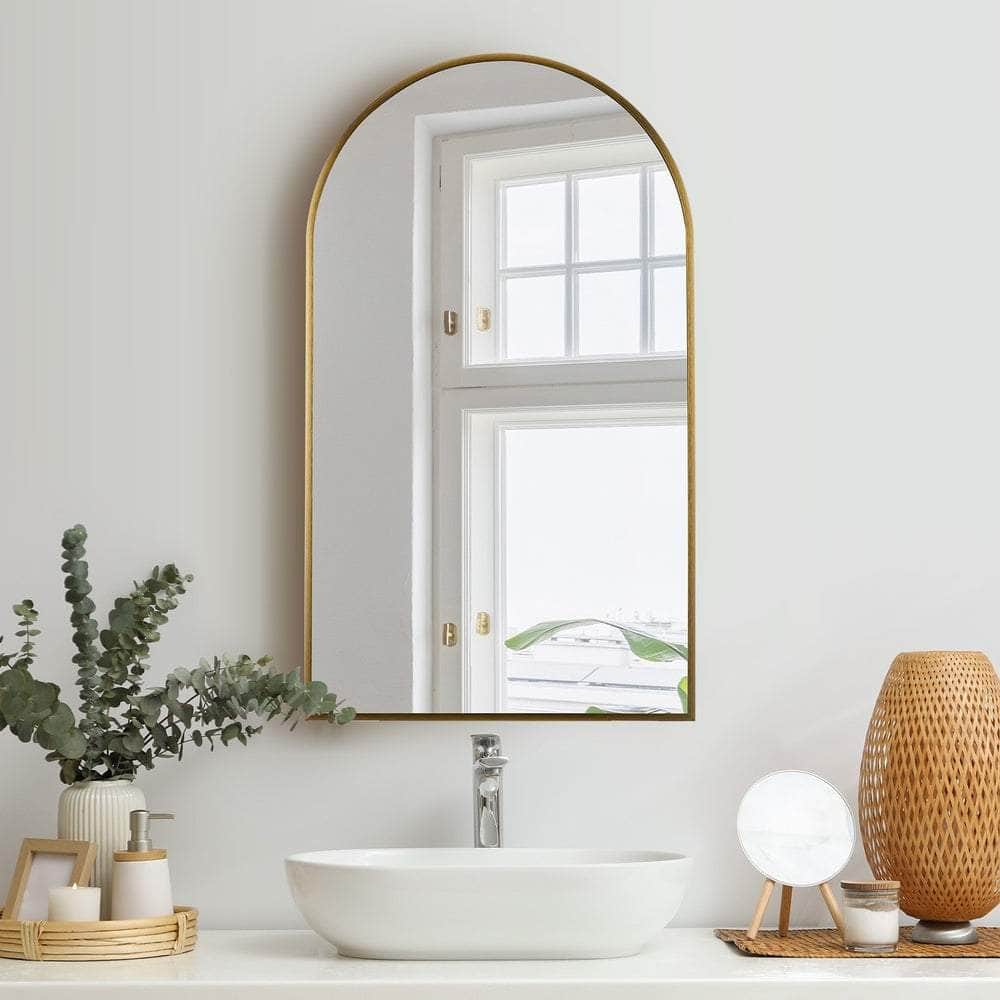 Wall Mirror 86x50cm Arched Gold