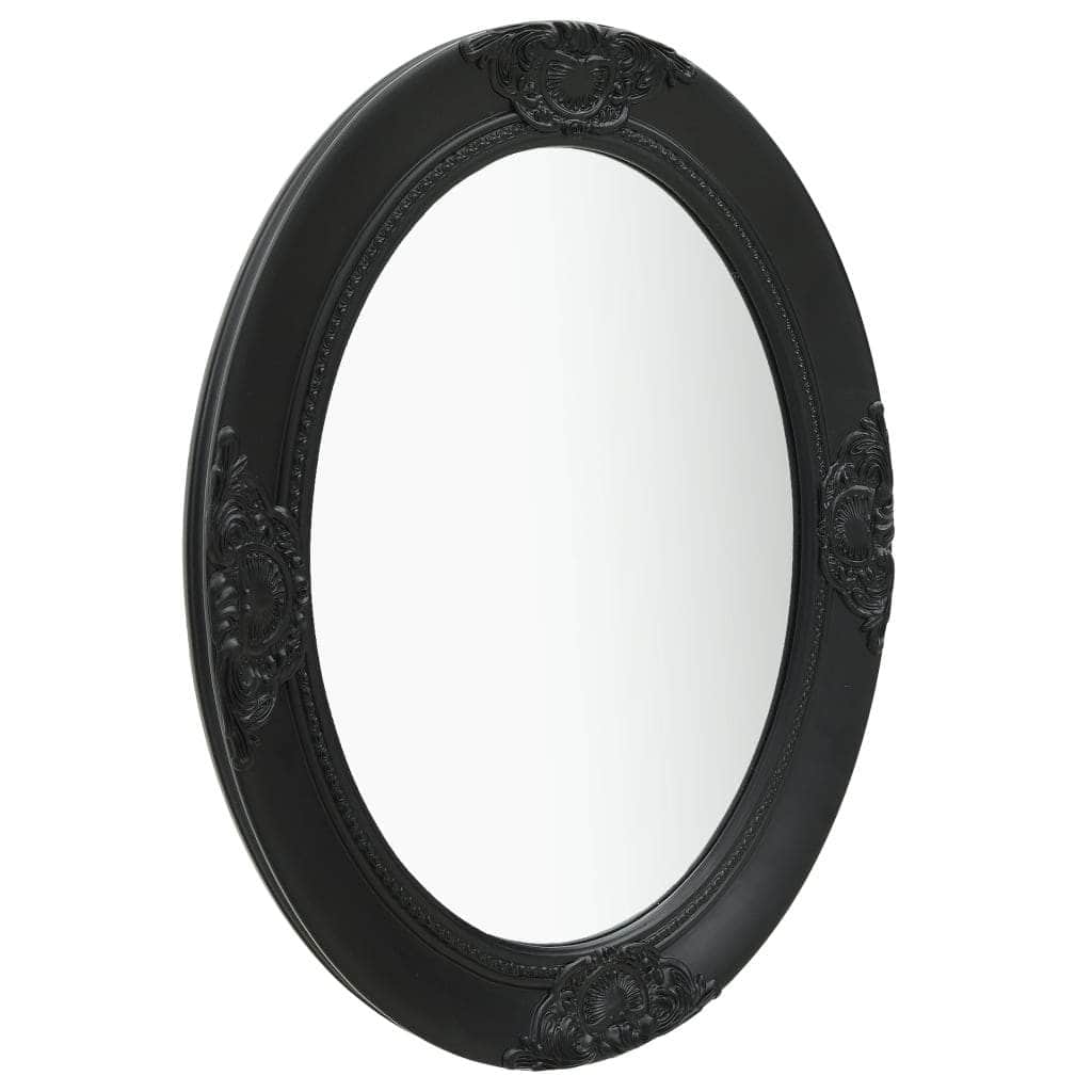 Wall Mirror Baroque Style Black