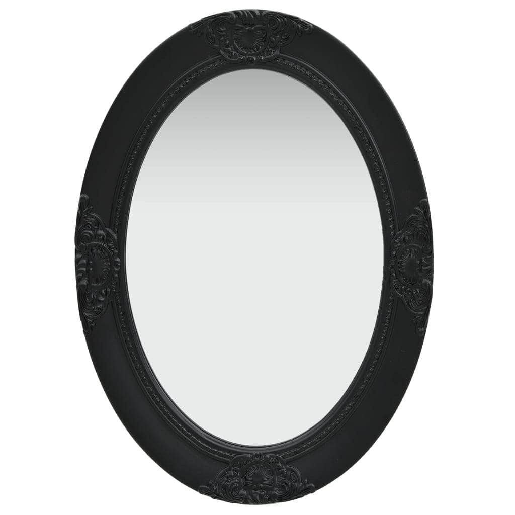 Wall Mirror Baroque Style Black