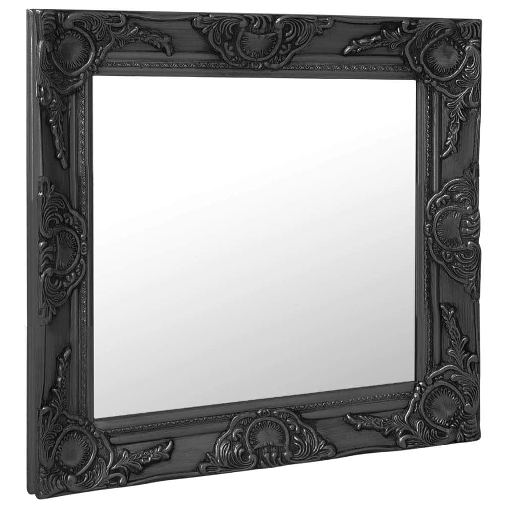 Wall Mirror Baroque Style Black