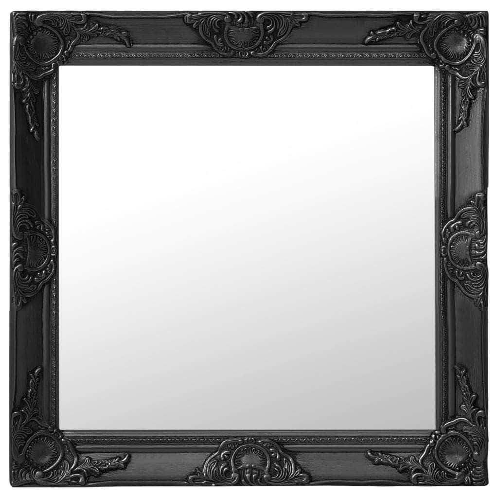 Wall Mirror Baroque Style Black
