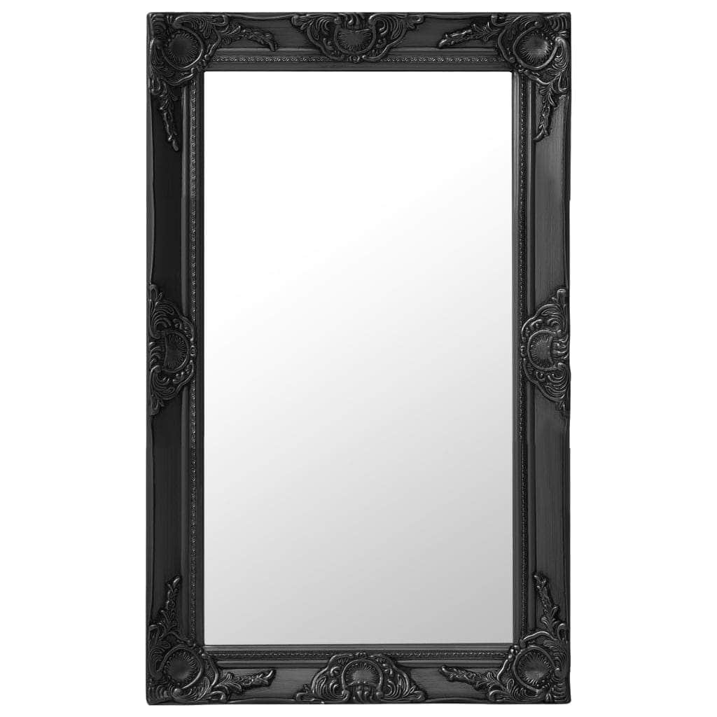 Wall Mirror Baroque Style Black