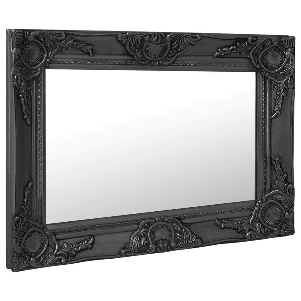 Wall Mirror Baroque Style Black