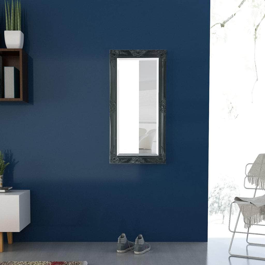 Wall Mirror  Baroque Style Black