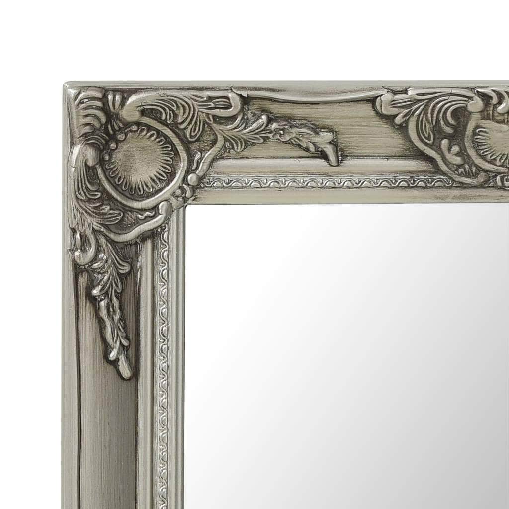 Wall Mirror Baroque Style Silver