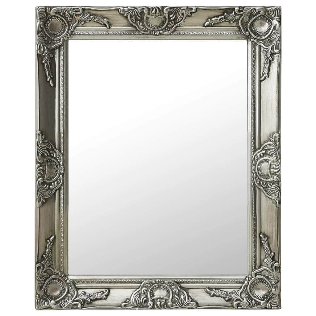 Wall Mirror Baroque Style Silver