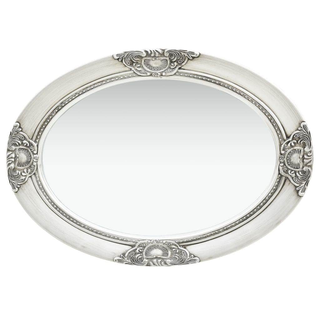 Wall Mirror Baroque Style Silver