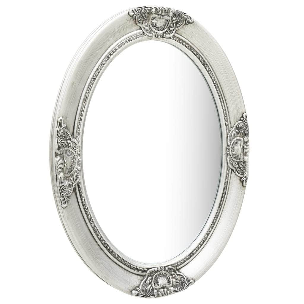 Wall Mirror Baroque Style Silver