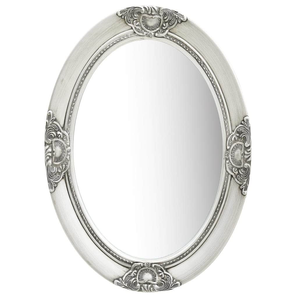 Wall Mirror Baroque Style Silver
