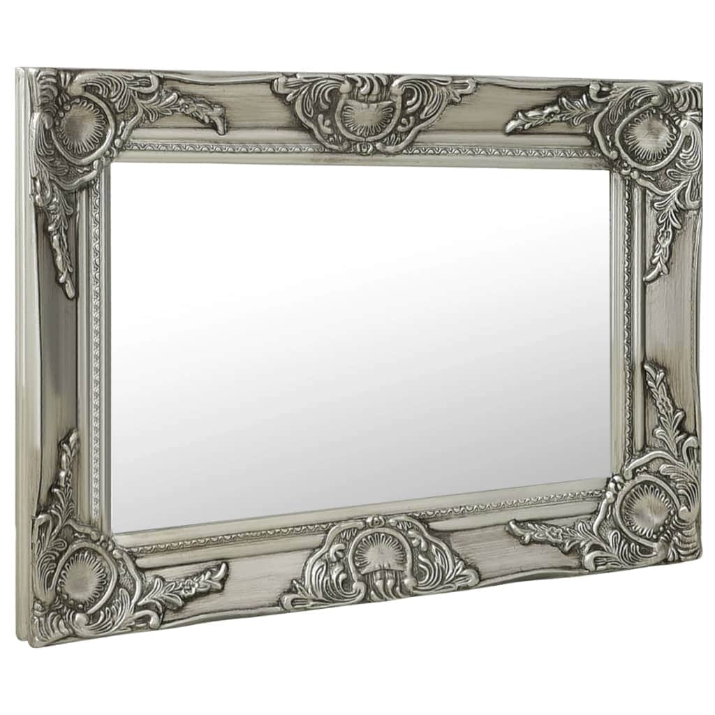 Wall Mirror Baroque Style Silver