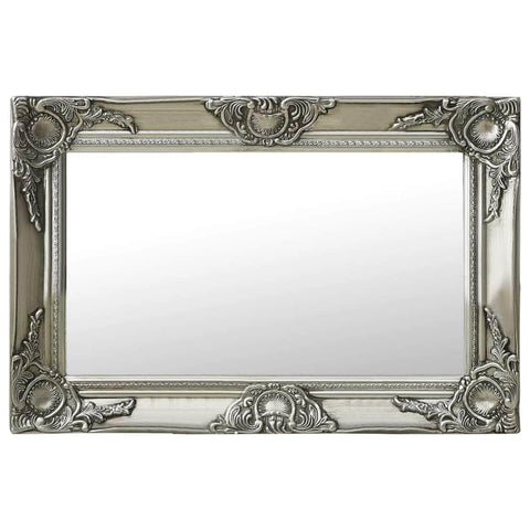 Wall Mirror Baroque Style Silver