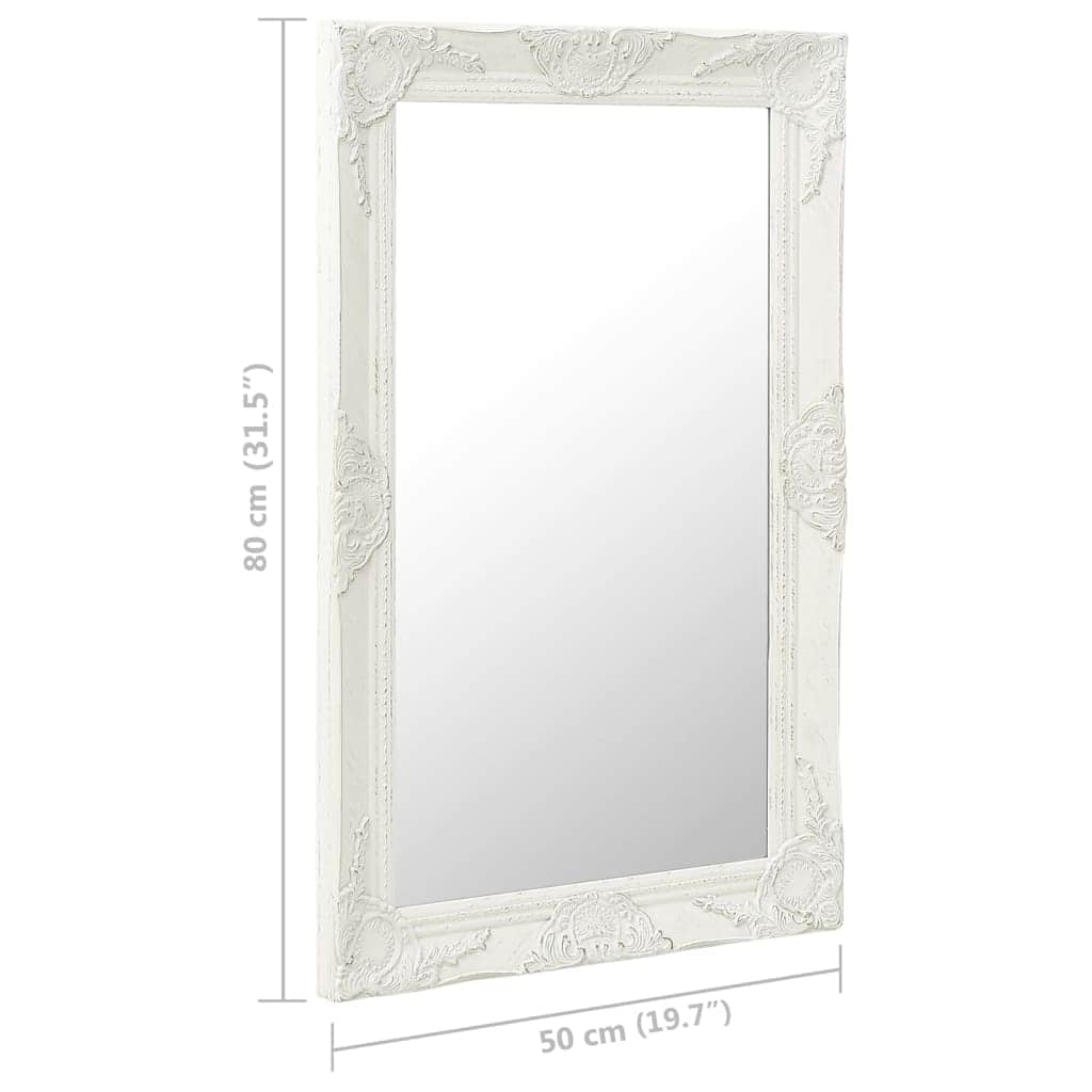 Wall Mirror Baroque Style White