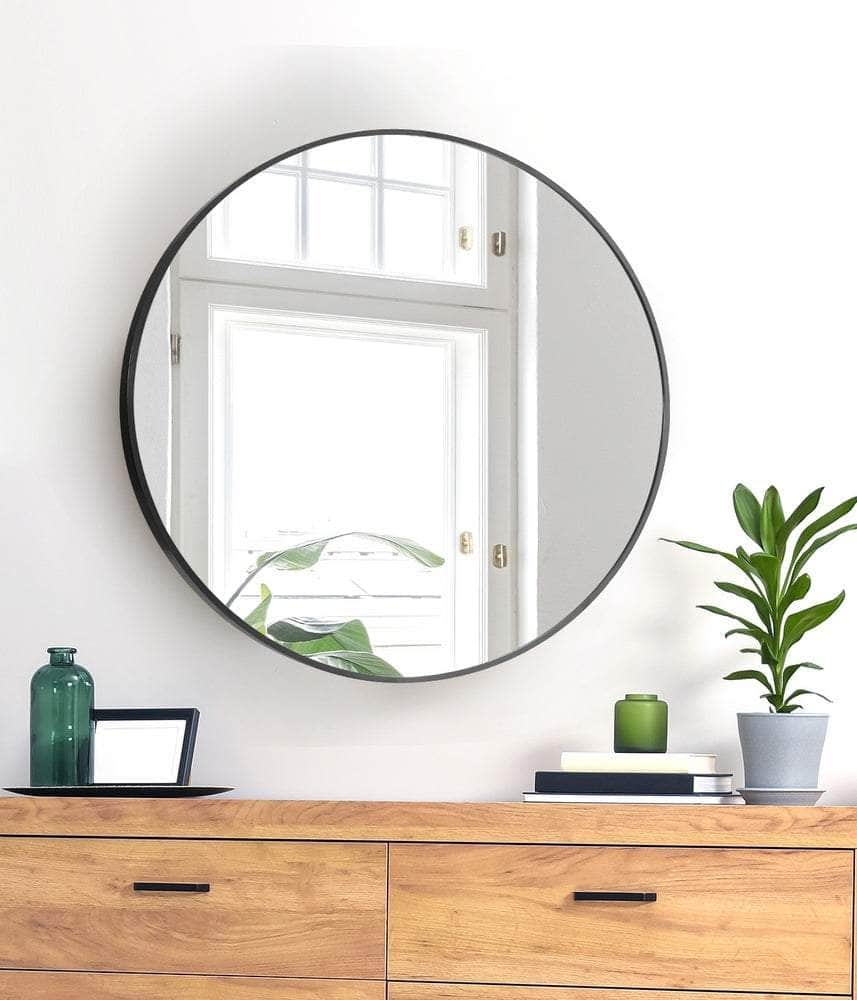 Wall Mirror Round 50cm Black