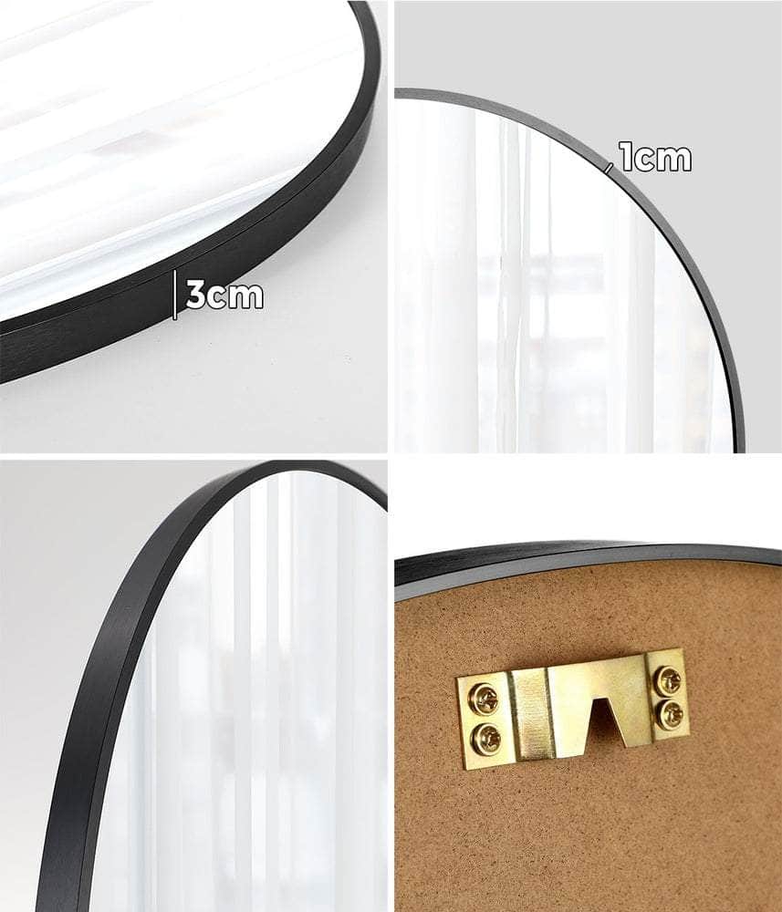 Wall Mirror Round 50cm Black