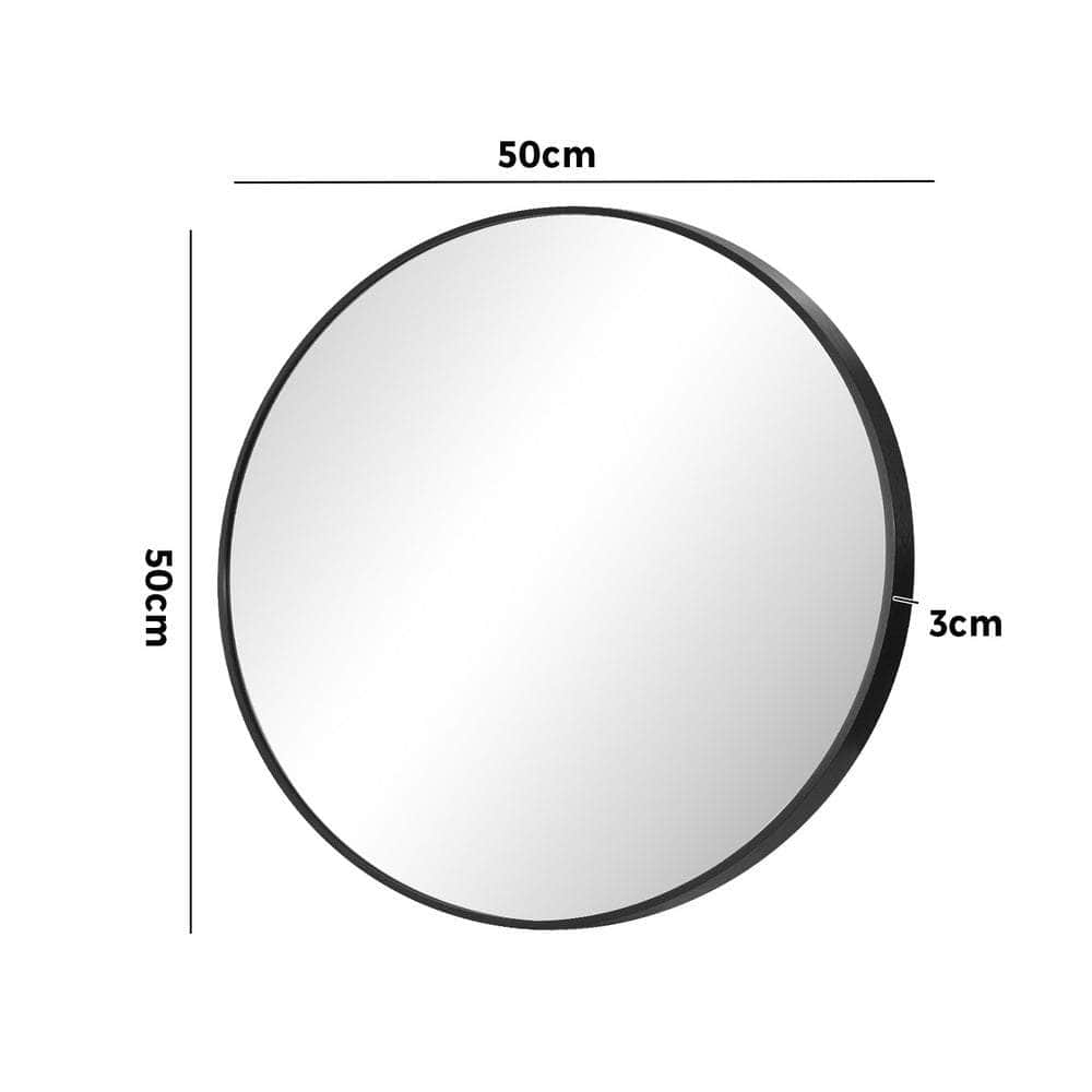Wall Mirror Round 50cm Black
