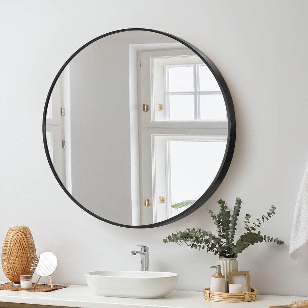 Wall Mirror Round 70cm Black