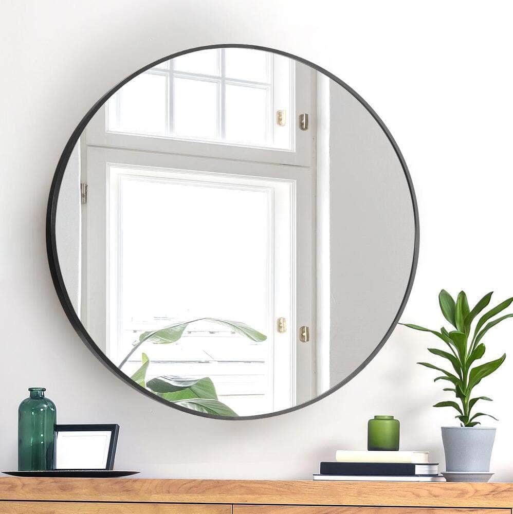 Wall Mirror Round 70cm Black