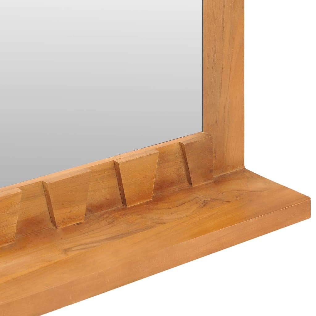 Wall Mirror with Shelf Solid Teak Wood