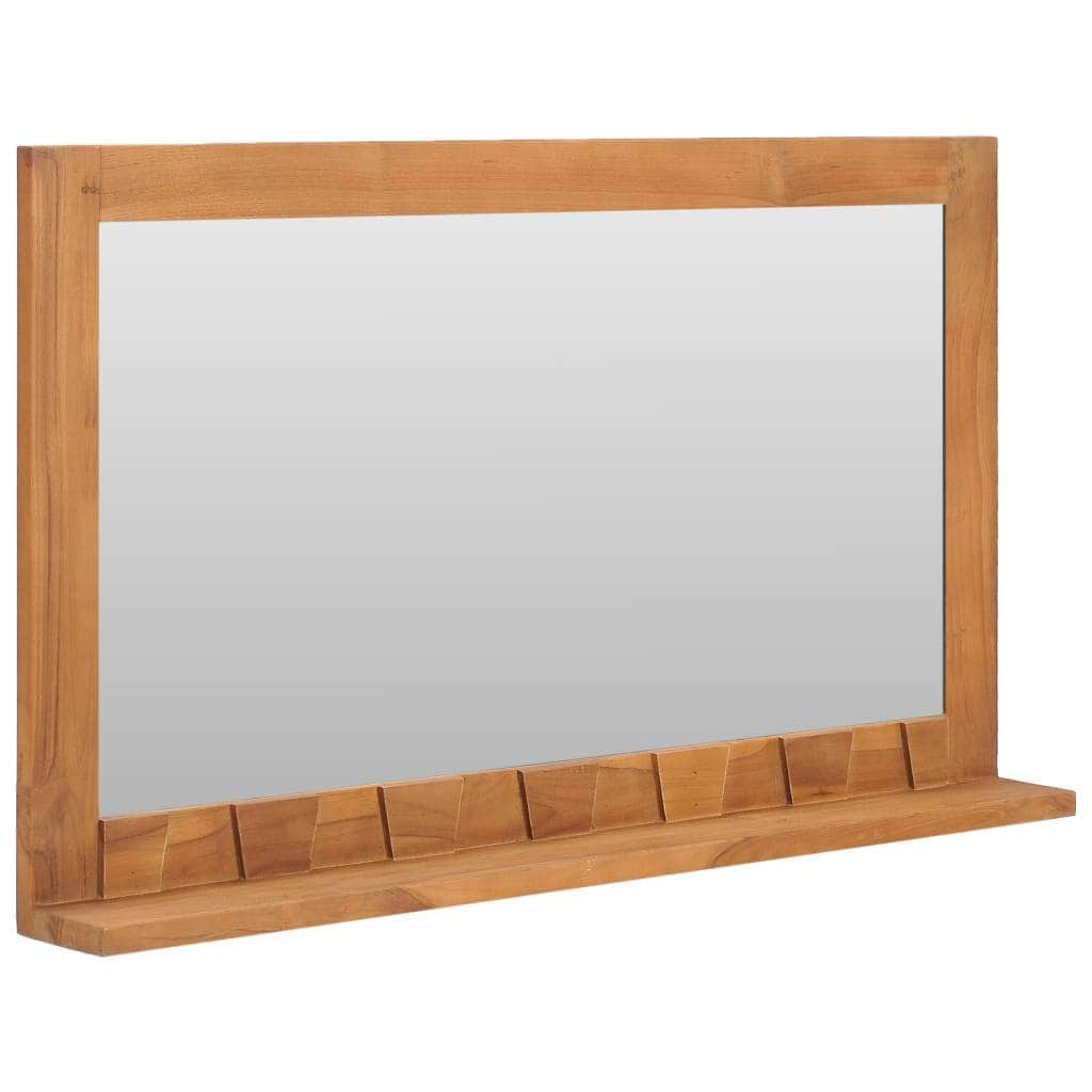 Wall Mirror with Shelf Solid Teak Wood