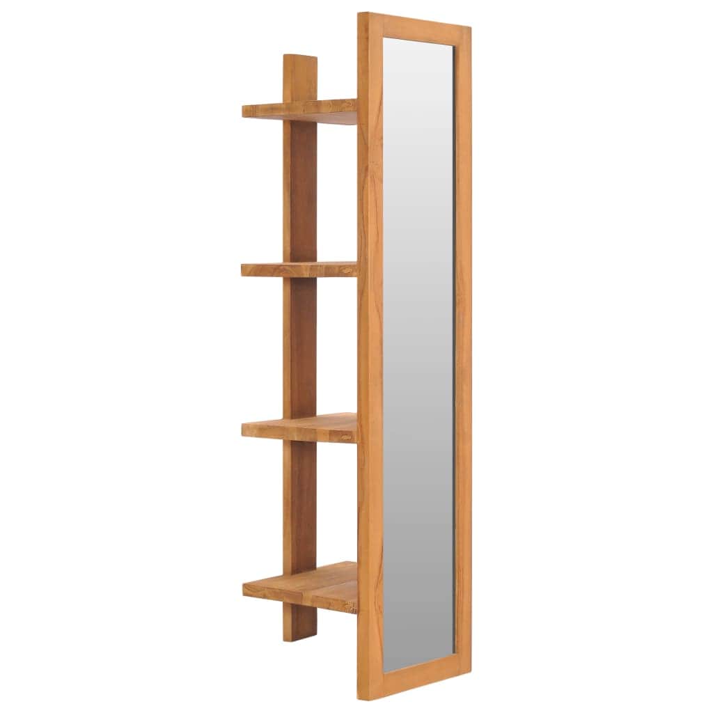 Wall Mirror with Shelves Solid Teak Wood