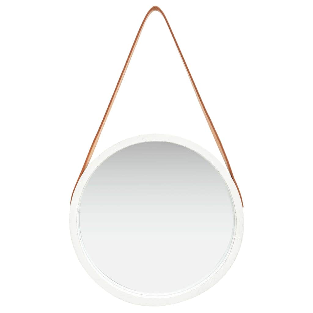Wall Mirror with Strap 40 cm White