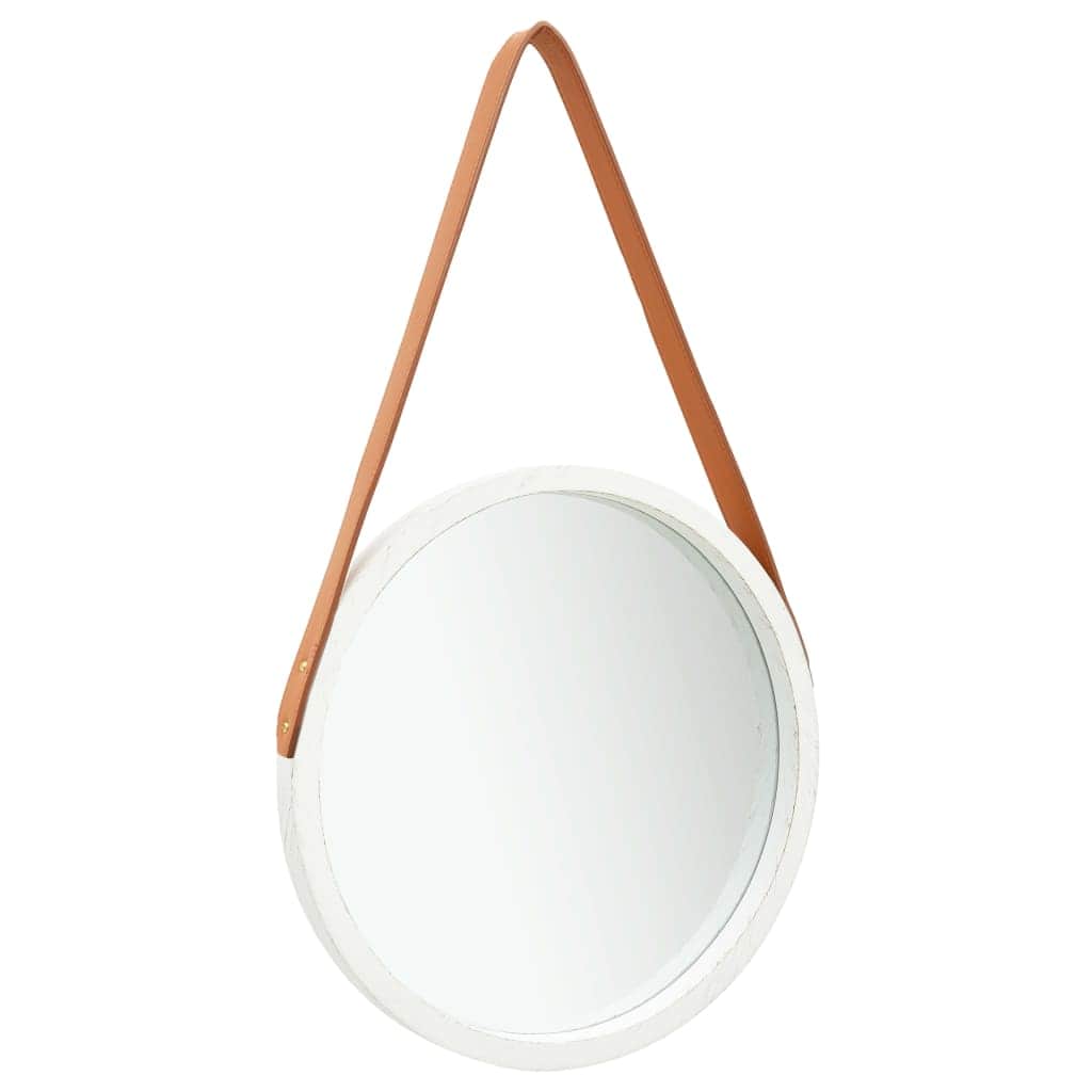 Wall Mirror with Strap 40 cm White