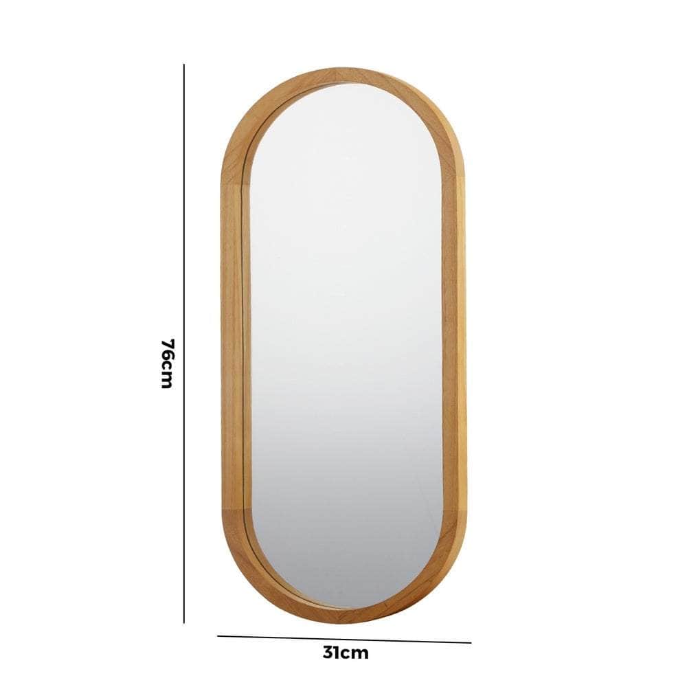 Wall Mirrors Oval Mirror Wooden 76x31cm Set of 2