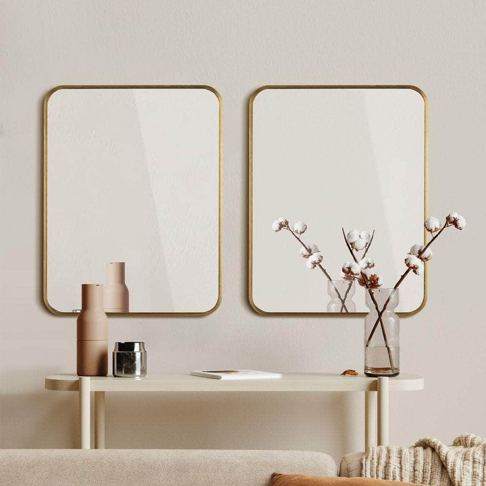 Wall Mirrors Rectangle 65x50cm Black/Gold Set of 2