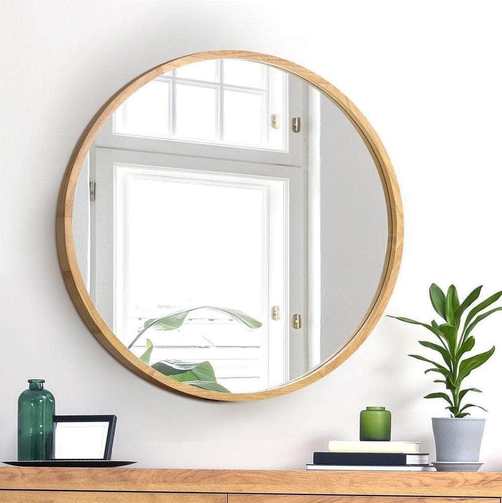 Wall Mirrors Round 60cm Wooden Set of 2