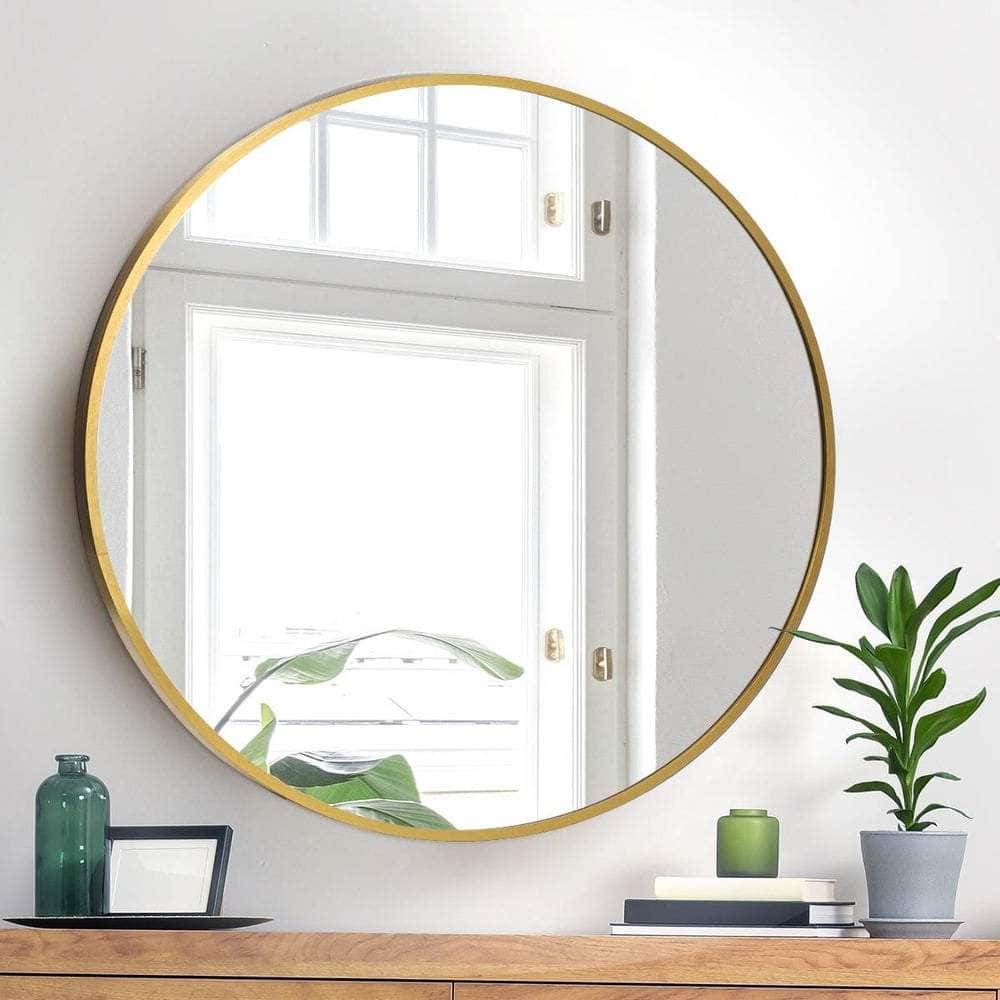 Wall Mirrors Round 80cm Gold Set of 2