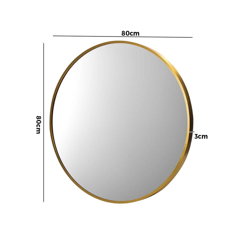 Wall Mirrors Round 80cm Gold Set of 2