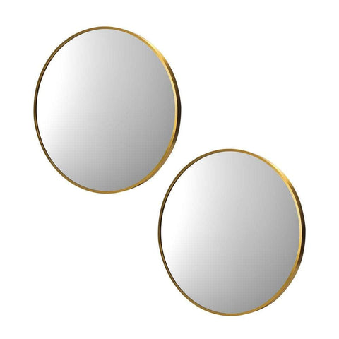 Wall Mirrors Round 80cm Gold Set of 2