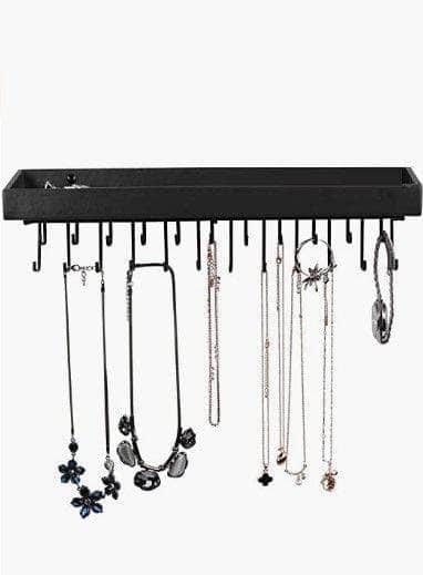 Wall Mount Hanging Jewellery Organiser Holder with 23 Hooks