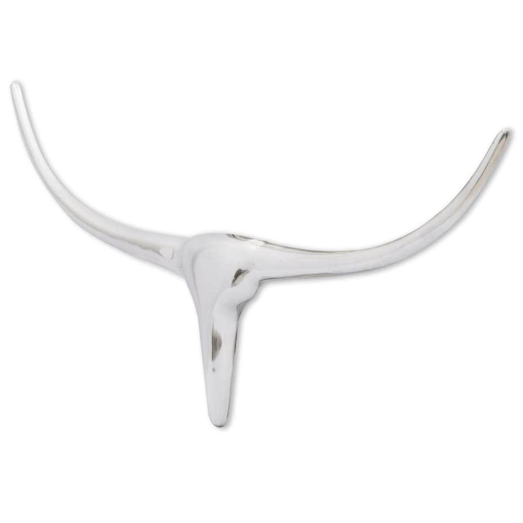 Wall Mounted Aluminium Bullâ€™s Head Decoration Silver 72 cm