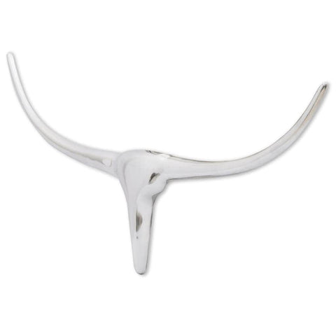 Wall Mounted Aluminium Bullâ€™s Head Decoration Silver 72 cm