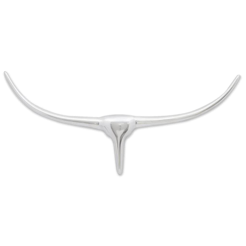 Wall Mounted Aluminium Bullâ€™s Head Decoration Silver 72 cm