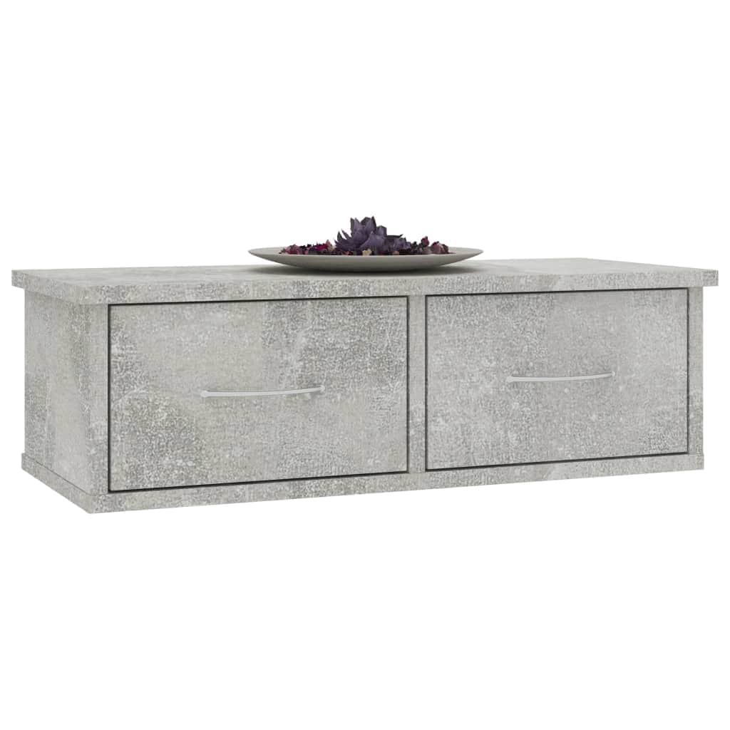 Wall-mounted Drawer Shelf Concrete Grey  Chipboard